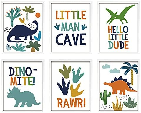 ArtbyHannah 6 Pack 8x10 Inch Framed Nursery Wall Art Decor with White Picture Frames and Decorative  | Amazon (US)