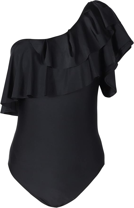 SFHFY One Shoulder Swimsuits for Women Ruffle Swimsuits Striped One Piece Swimsuit Monokinis Bath... | Amazon (US)