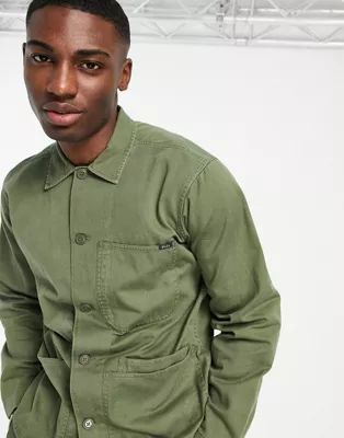 Polo Ralph Lauren twill player logo patch pocket over shirt custom regular fit in army olive | ASOS (Global)