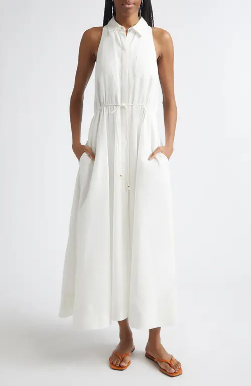 Toccin Tiana Sleeveless Linen & Cotton Shirtdress in Coconut at Nordstrom, Size Xx-Small | Nordstrom