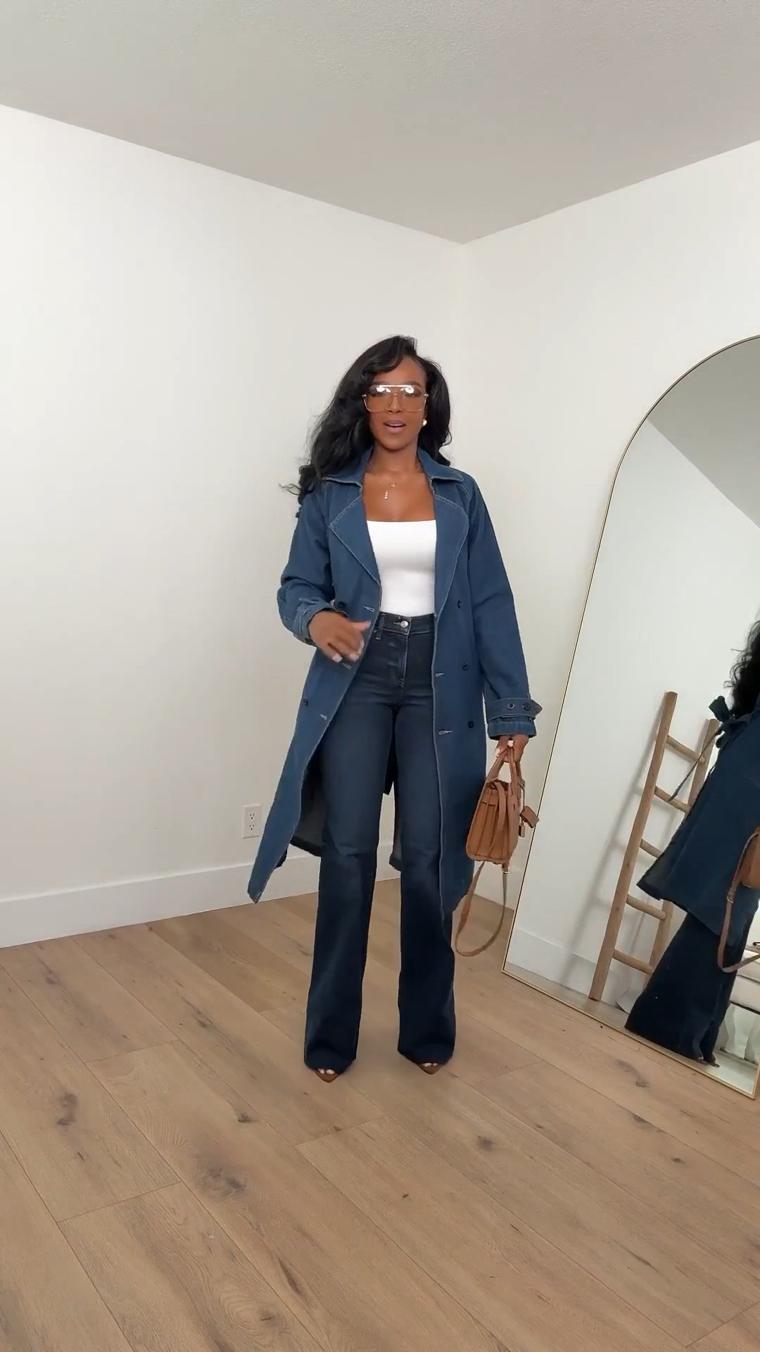 💙 Denim Done Right — A full denim moment that proves classics never miss. Every piece here is easy to mix and match, which means the cost per wear drops quickly and makes this a smart long-term shopping strategy for everyday style.

Perfect for errands, casual workdays, travel days, brunch, or an effortlessly put-together everyday look.

📏 Sizing:
Denim trench coat: Size Small  
White bodysuit: Size Small  
Jeans: 27 Long  
Heels: True to size  
Handbag: One size  

📐 Measurements:
Height: 5'4"  
Weight: 138 lbs  
Bust: 34D  
Waist: 27"  
Hips: 40"

Denim trench outfit, classic denim look, everyday capsule wardrobe, chic casual style, timeless basics styled multiple ways, long-term wardrobe staples.

Favorite to revisit later.
Follow me on Instagram and YouTube @kirasfashionfinds 

#LTKPetite #LTKootd