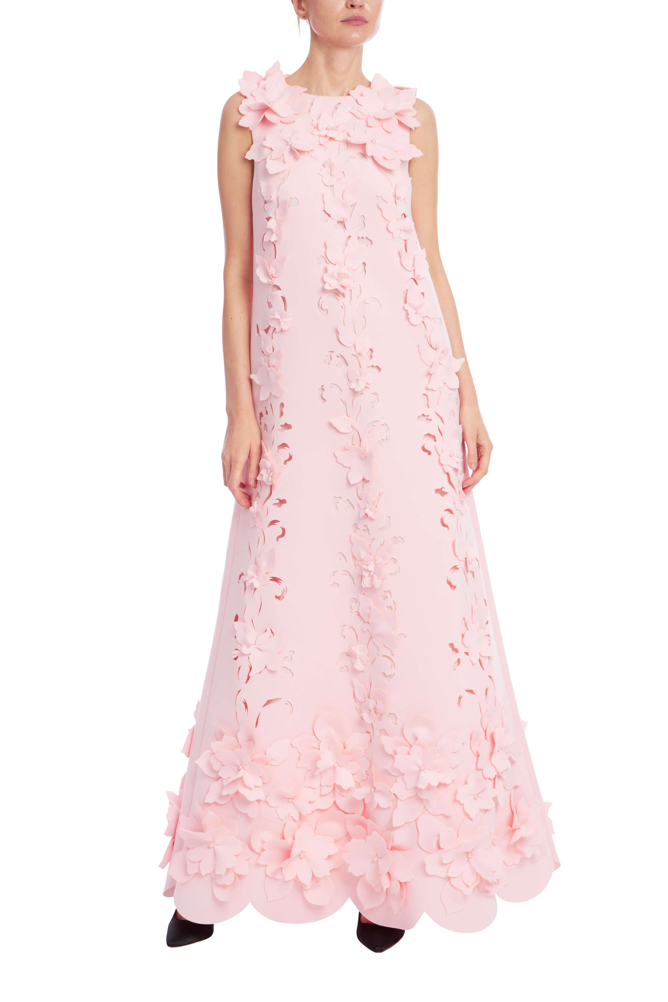 3D Floral Embellished Sleeveless Maxi Dress | Badgley Mischka