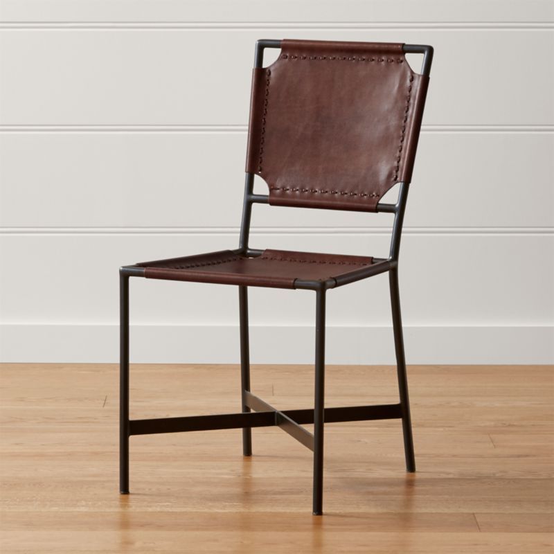 Laredo Brown Leather Dining Chair + Reviews | Crate and Barrel | Crate & Barrel