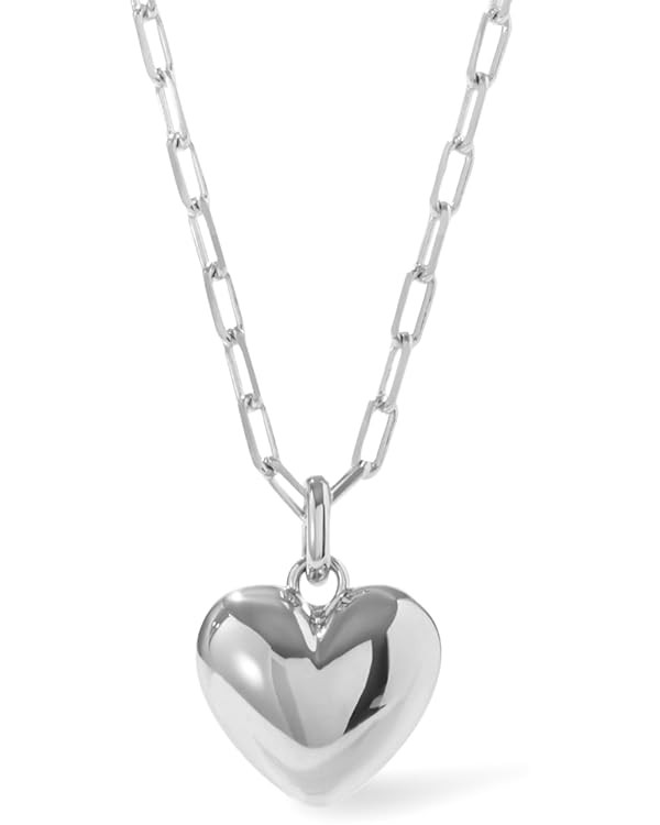 Ana Luisa Lev Puffy Heart Necklace for Women - Paperclip Chain w/ 14K Gold Plated & Silver Rhodiu... | Amazon (US)