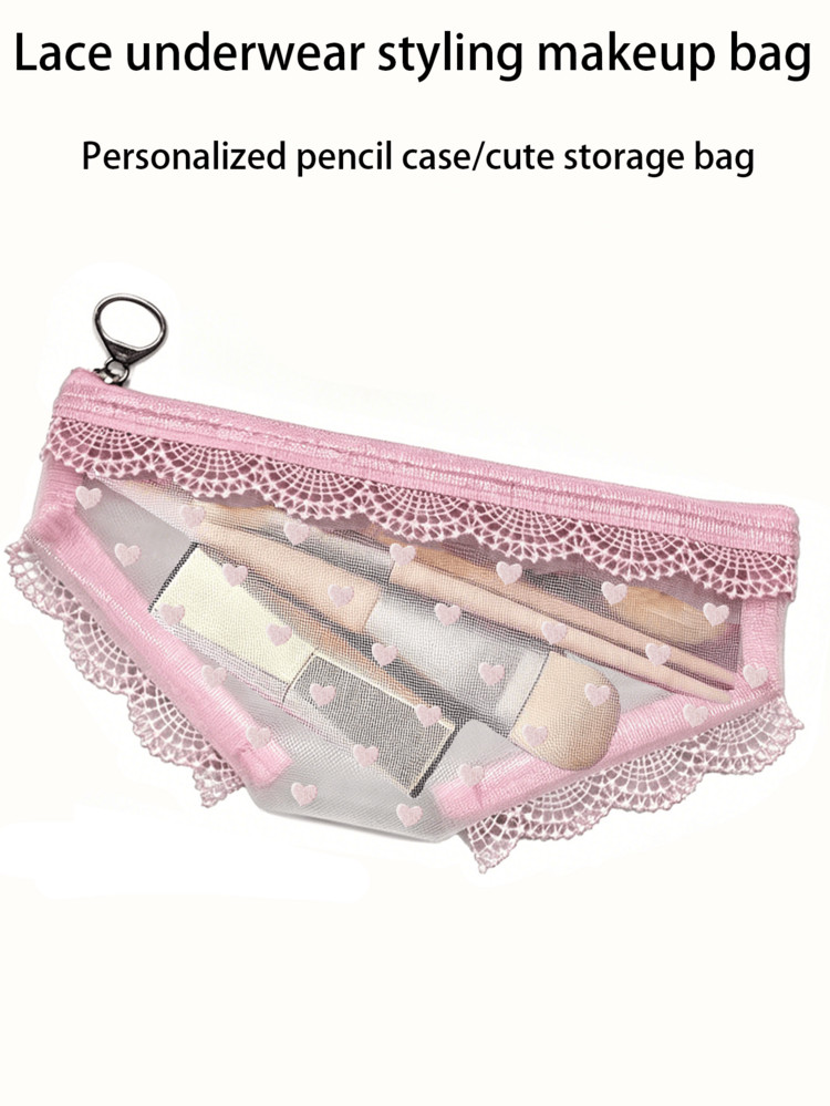 Pink Star Niche Personalized Makeup Bag, Unique Shaped Storage Bag, Portable Mesh Cosmetic & Stat... | SHEIN