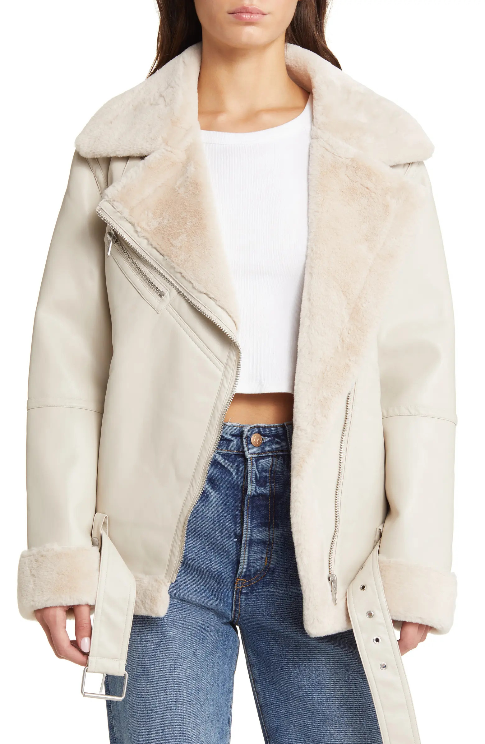 BLANKNYC Faux Leather & Faux Fur Moto Jacket | Nordstrom | Nordstrom