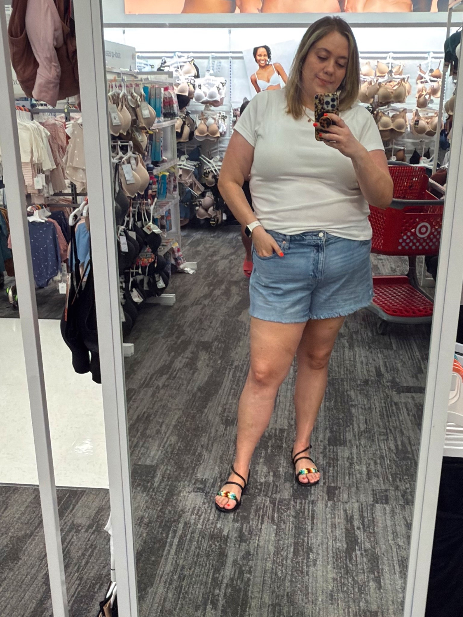 Some of my favorite denim shorts. They're SO soft and don't feel as thick as denim shorts - they feel perfectly worn on. Frequently out of stock this summer. These are the light wash, but I also have and love the medium wash. True to size for me, but there is a little stretch. 

