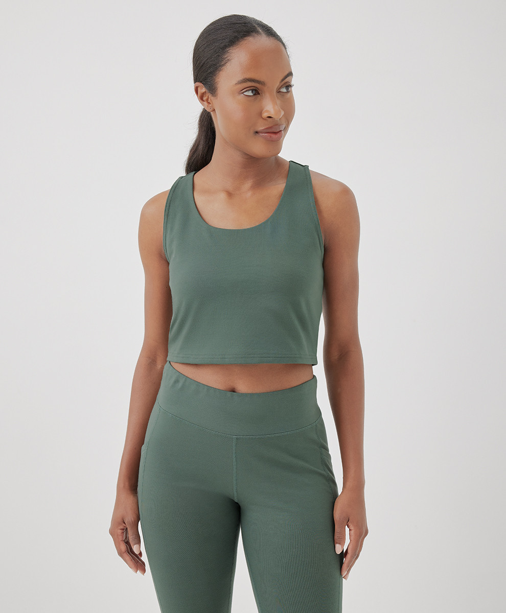 Women's Dark Forest On the Go-To Crop Tank M | Pact Apparel