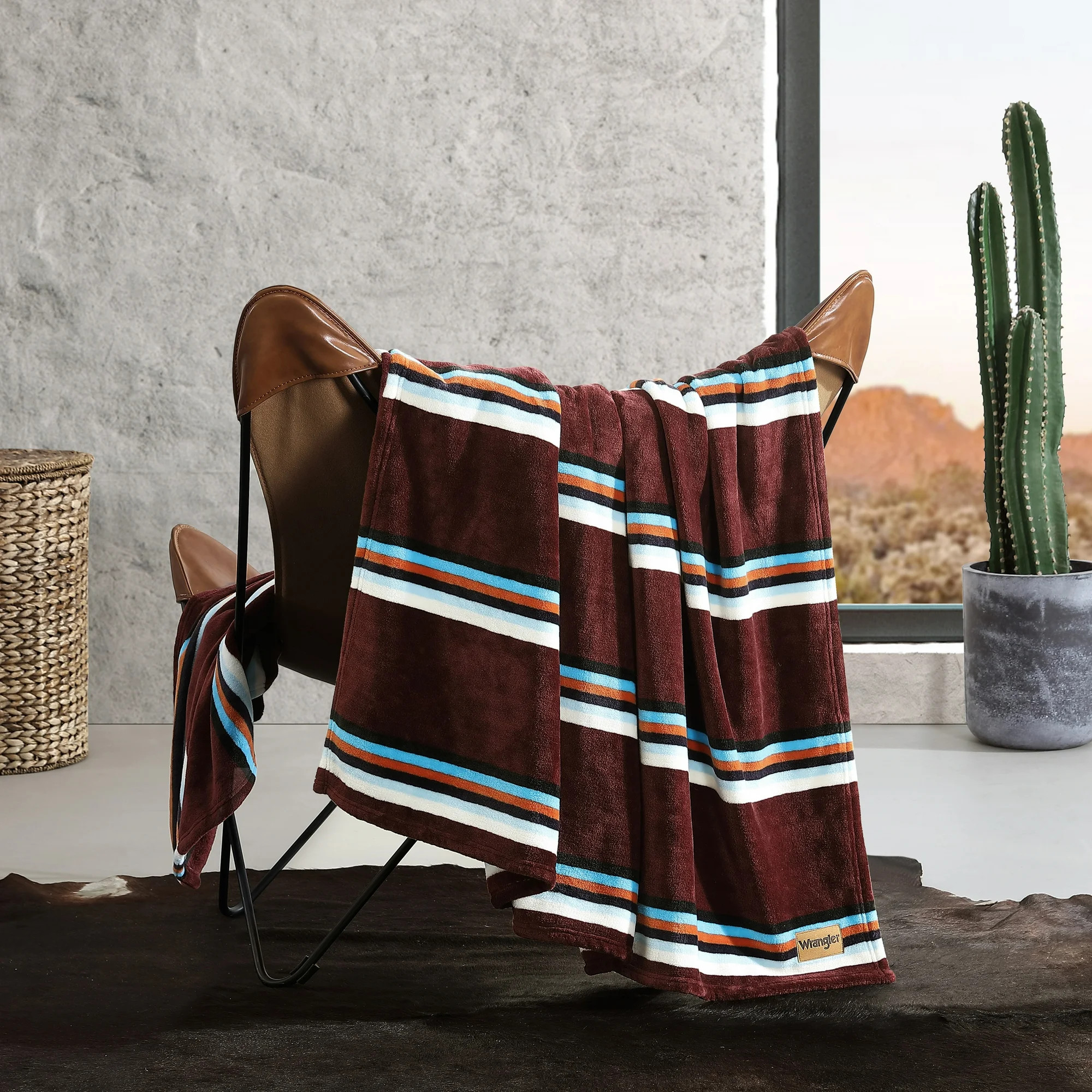 Wrangler Western Saddle Stripe Red Ultra Soft Plush Fleece Full/Queen Blanket | Walmart (US)