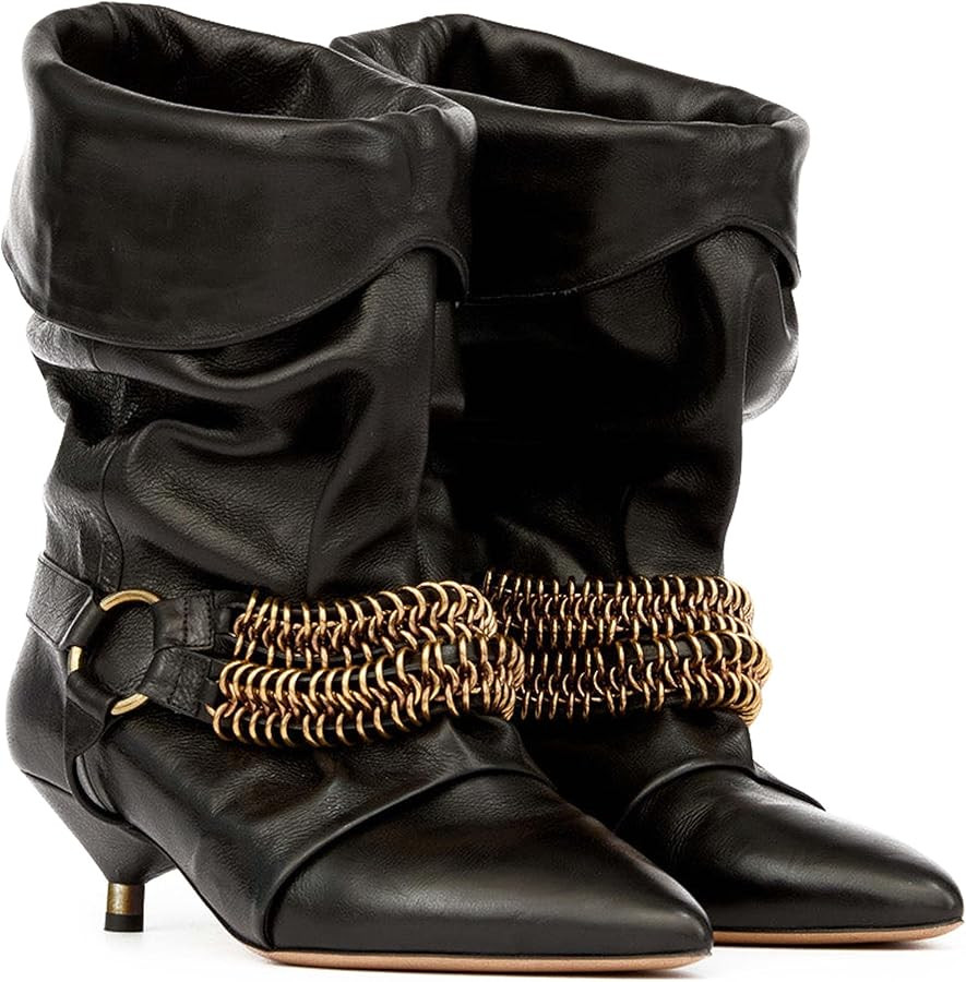 Slouchy Ankle Boots for Women Kitten Heels Wide Calf Boots Pointed Toe Pull on Ankle Booties Fall... | Amazon (US)