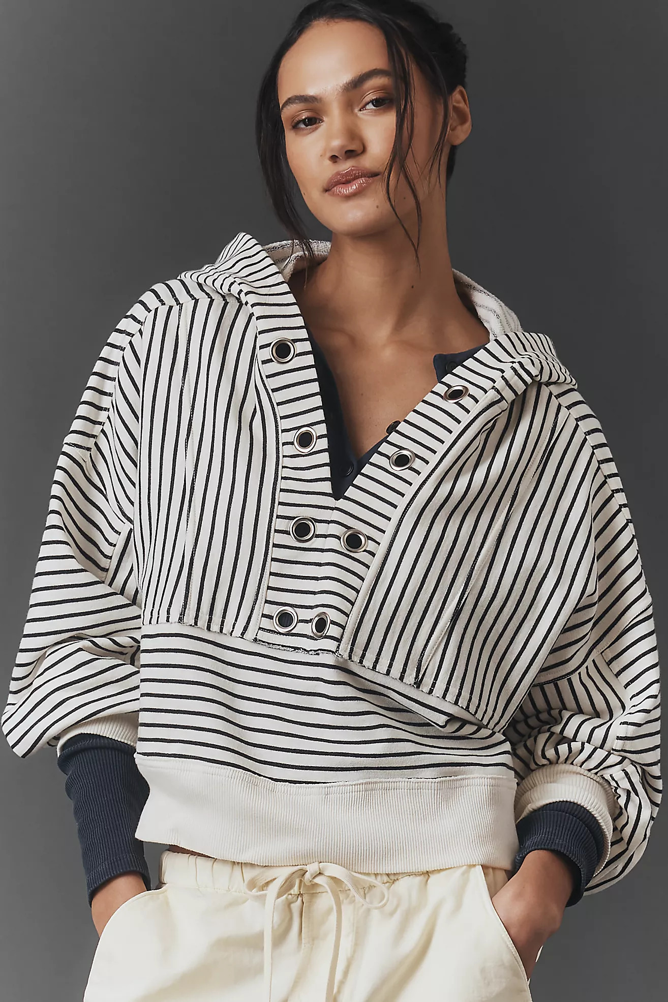 Pilcro Cotton Grommet Hooded Sweatshirt | Anthropologie (US)