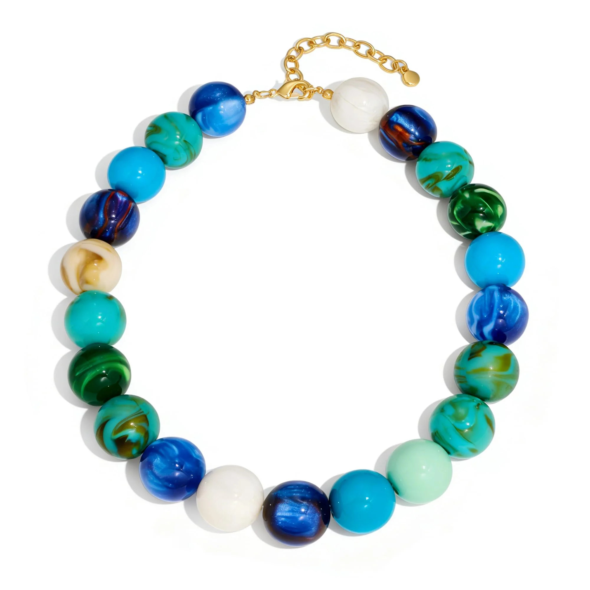 Women's Colorful Resin Bead Necklace: Eye-Catching Chunky Chain Choker, Bohemian-Style Summer Jew... | Walmart (US)