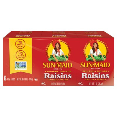 Sun-Maid California Sun-Dried Raisins - 1oz / 6ct | Target