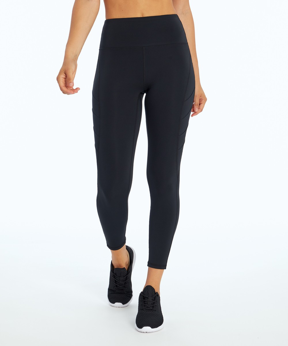 Marika Women's Leggings BLACK - Black Side-Moto Dash 7/8 Leggings - Women | Zulily