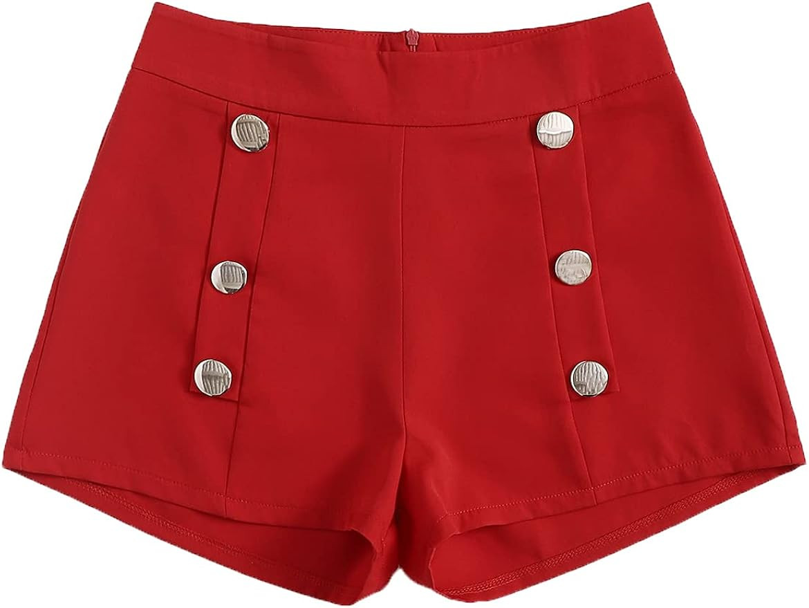 SweatyRocks Women's Casual High Waist Double Breasted Workwear Shorts | Amazon (US)