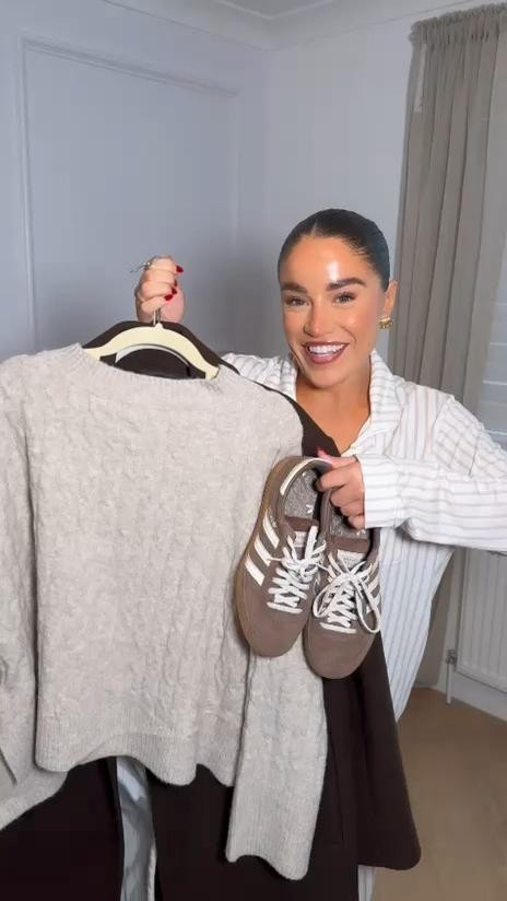 Autumn, autumn coat, H&M set, cable-knit trousers & jumper, Adidas trainers, long coat, ootd, outfit inspiration 

 #LTKuk #LTKautumn #LTKeurope