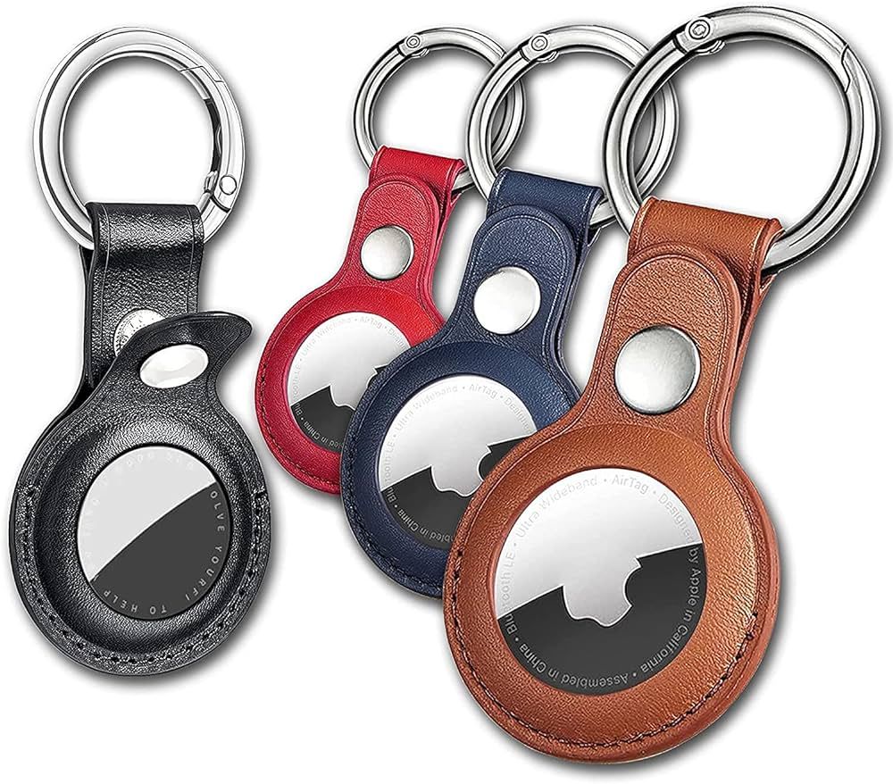 Eusty Air Tag Keychain for Apple Airtags Holder, 4 Pack Protective Leather Case Tracker Cover wit... | Amazon (US)