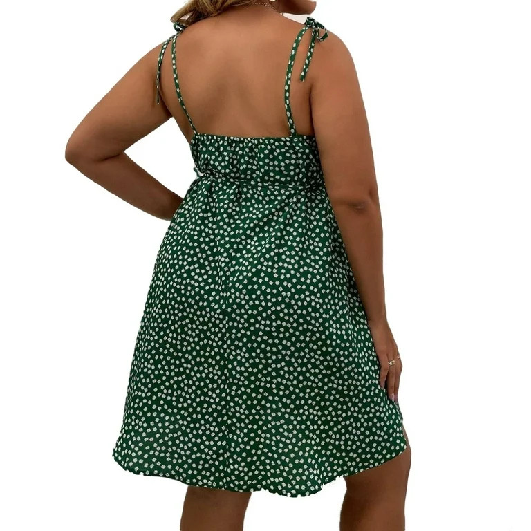 Women Plus Size Floral High Waist Sleeveless Cami Short A Line Dresses Summer 5XL(22) | Walmart (US)
