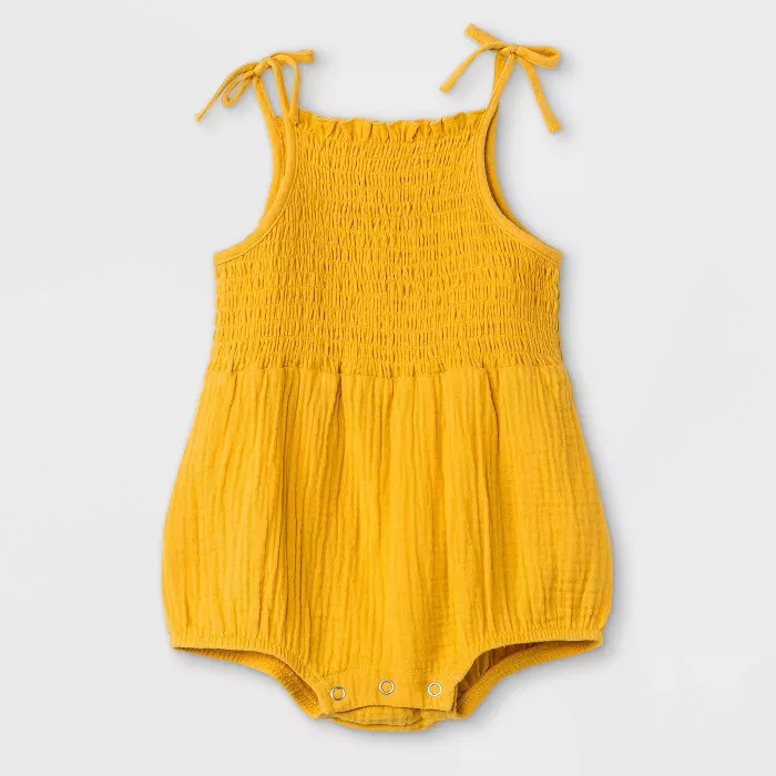 Grayson Mini Baby Girls' Gauze Bubble Romper - Gold | Target