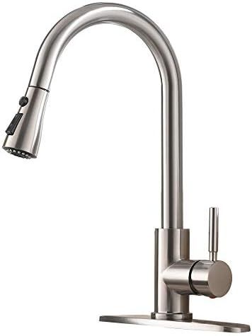 VESLA HOME High Arc Single Handle Brushed Nickel Kitchen Sink Faucet,Single Level Stainless Steel... | Amazon (US)