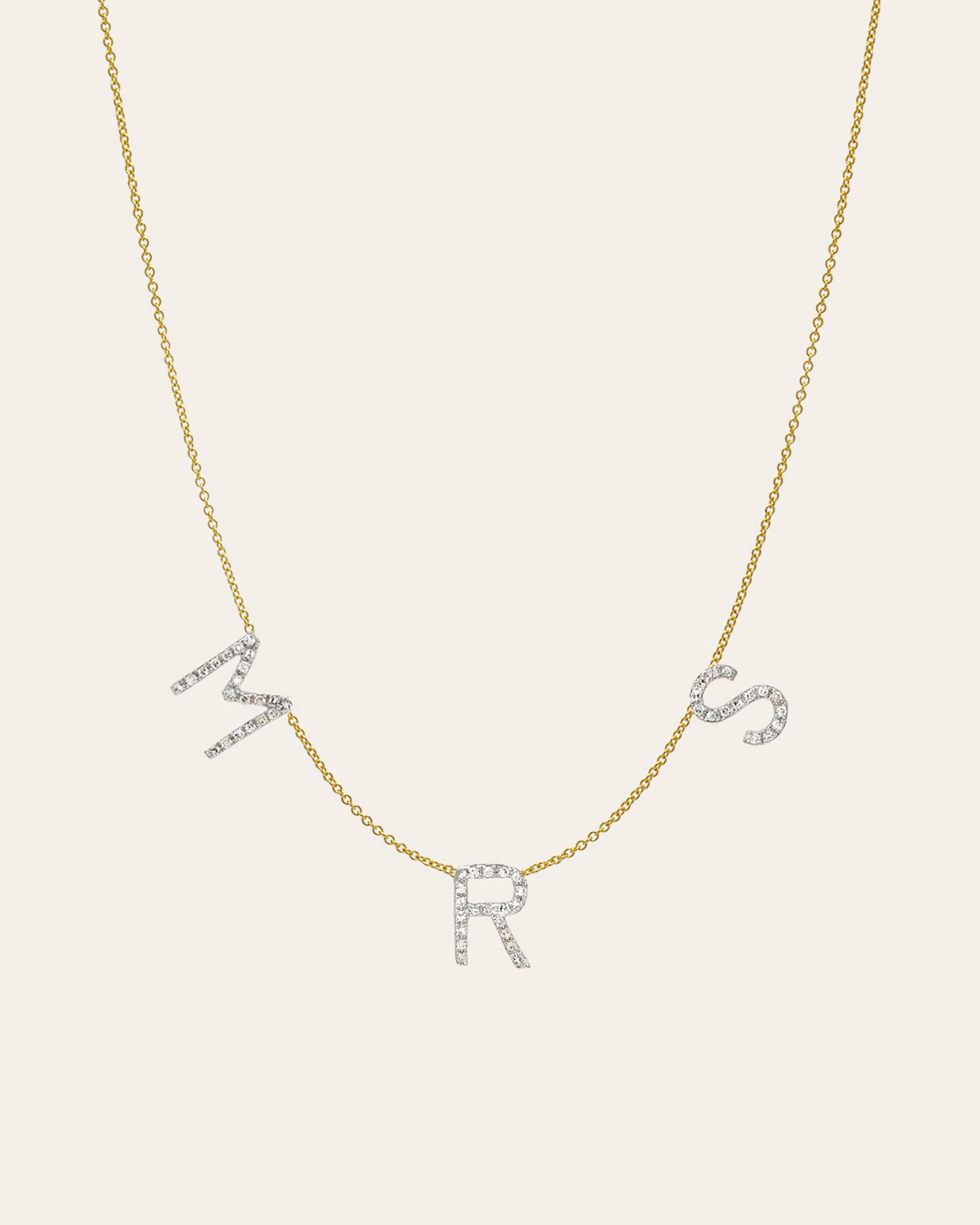 Diamond Spaced Initial Necklace | Zoe Lev Jewelry