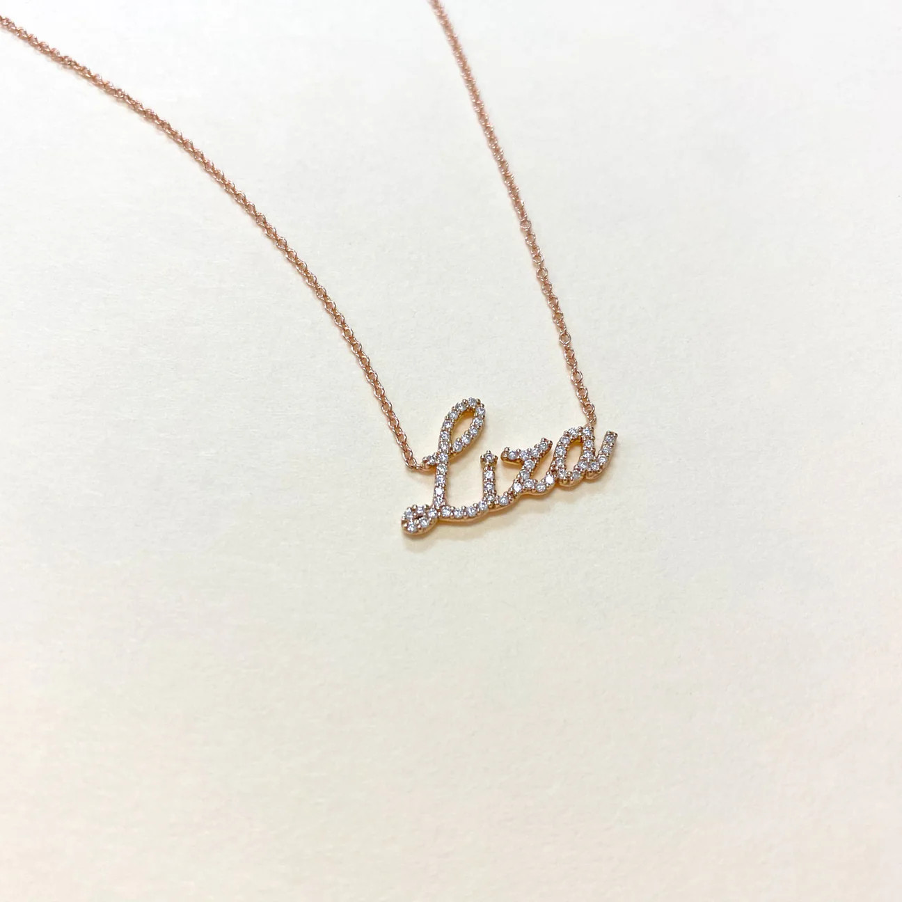 14K Gold Diamond Custom Script Name Necklace | Baby Gold