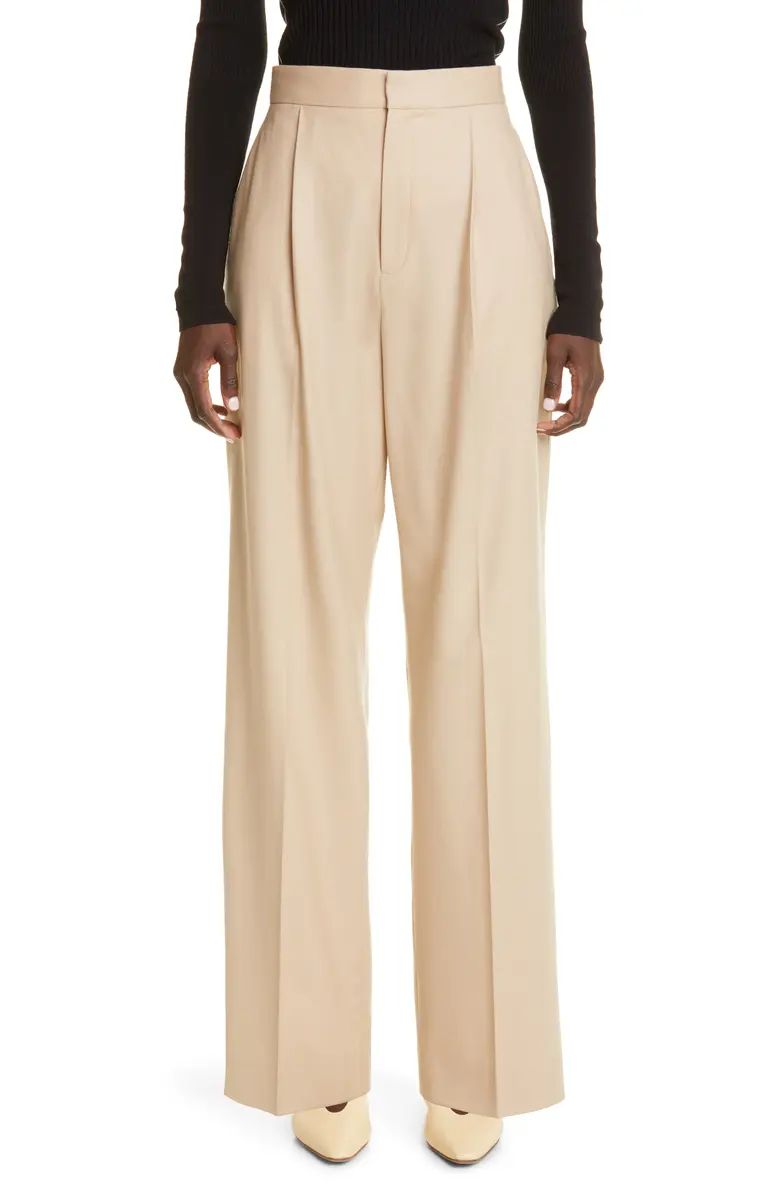Maria McManus High Waist Pleat Front Stretch Wool Trousers | Nordstrom | Nordstrom