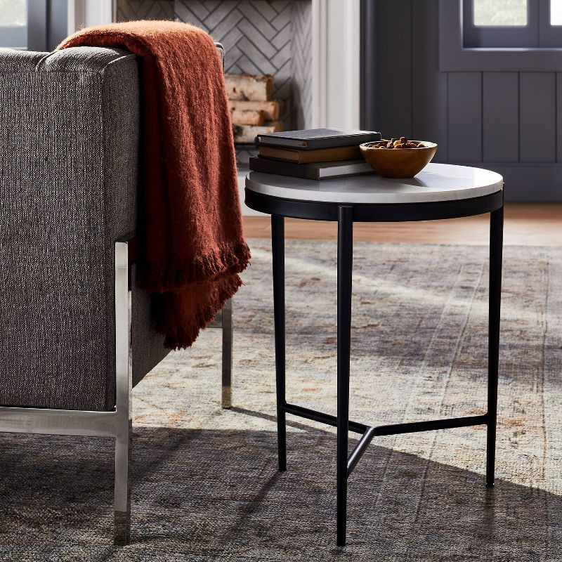 Pleasant Grove Round Marble End Table White - Threshold™ designed with Studio McGee | Target