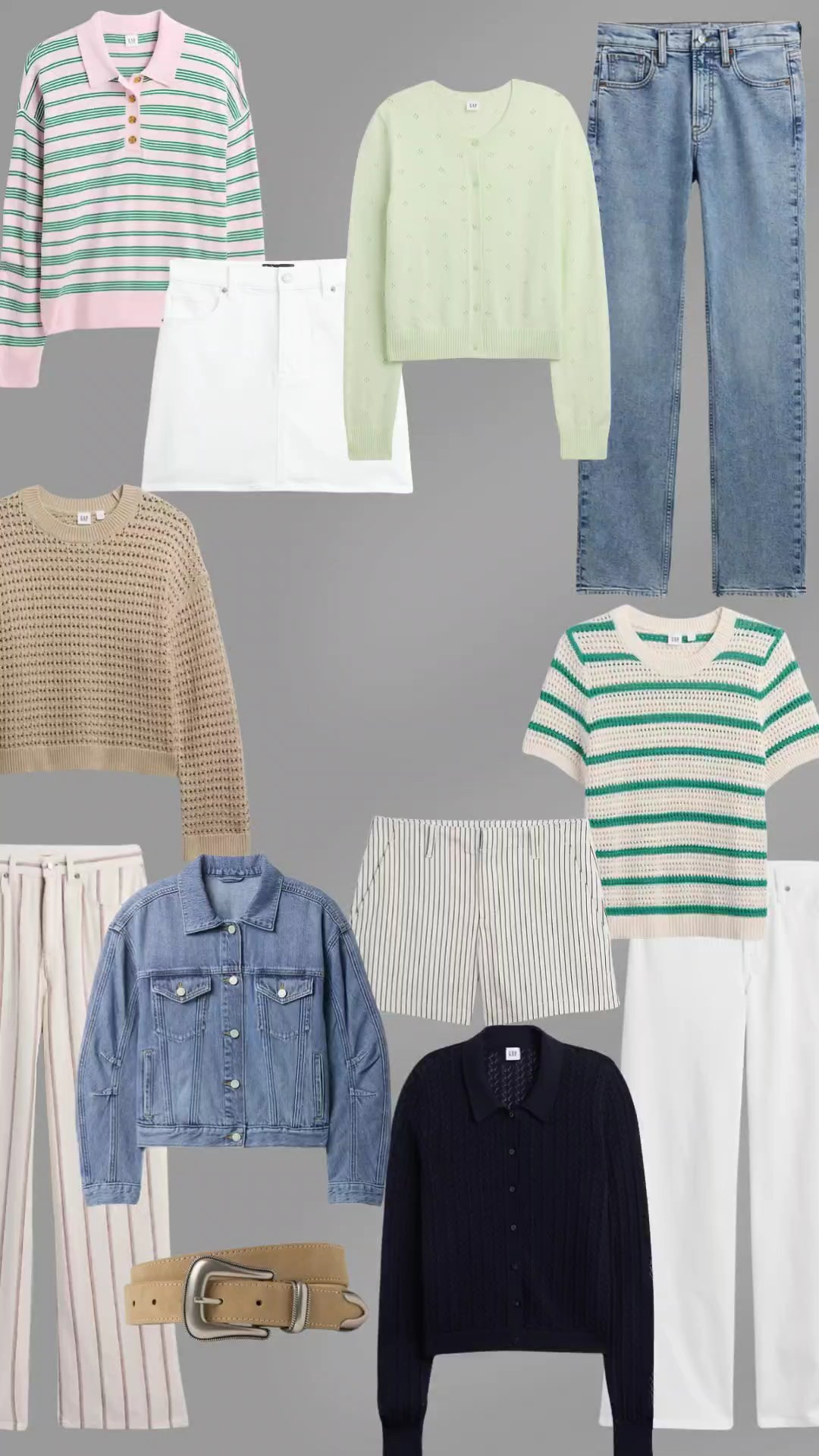 Gap Factory spring style. Style inspiration. Wardrobe capsule. Lime green. Striped short sleeve sweater. Straight denim. Polo collared sweater. Striped rugby knit. Denim skirt

#LTKSpringSale #LTKSaleAlert #LTKSeasonal