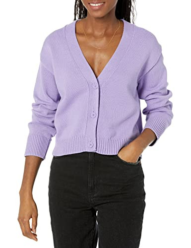 Amazon Essentials Women's Relaxed Fit V-Neck Cropped Cardigan, Ribbed Knit | Amazon (US)