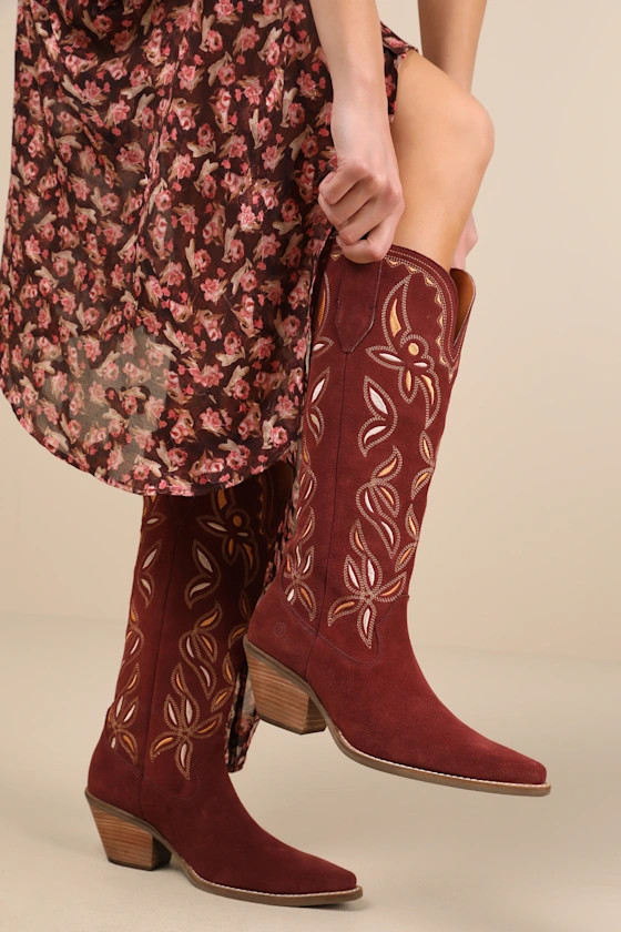 Bandelera Burgundy Suede Leather Knee-High Western Boots | Lulus