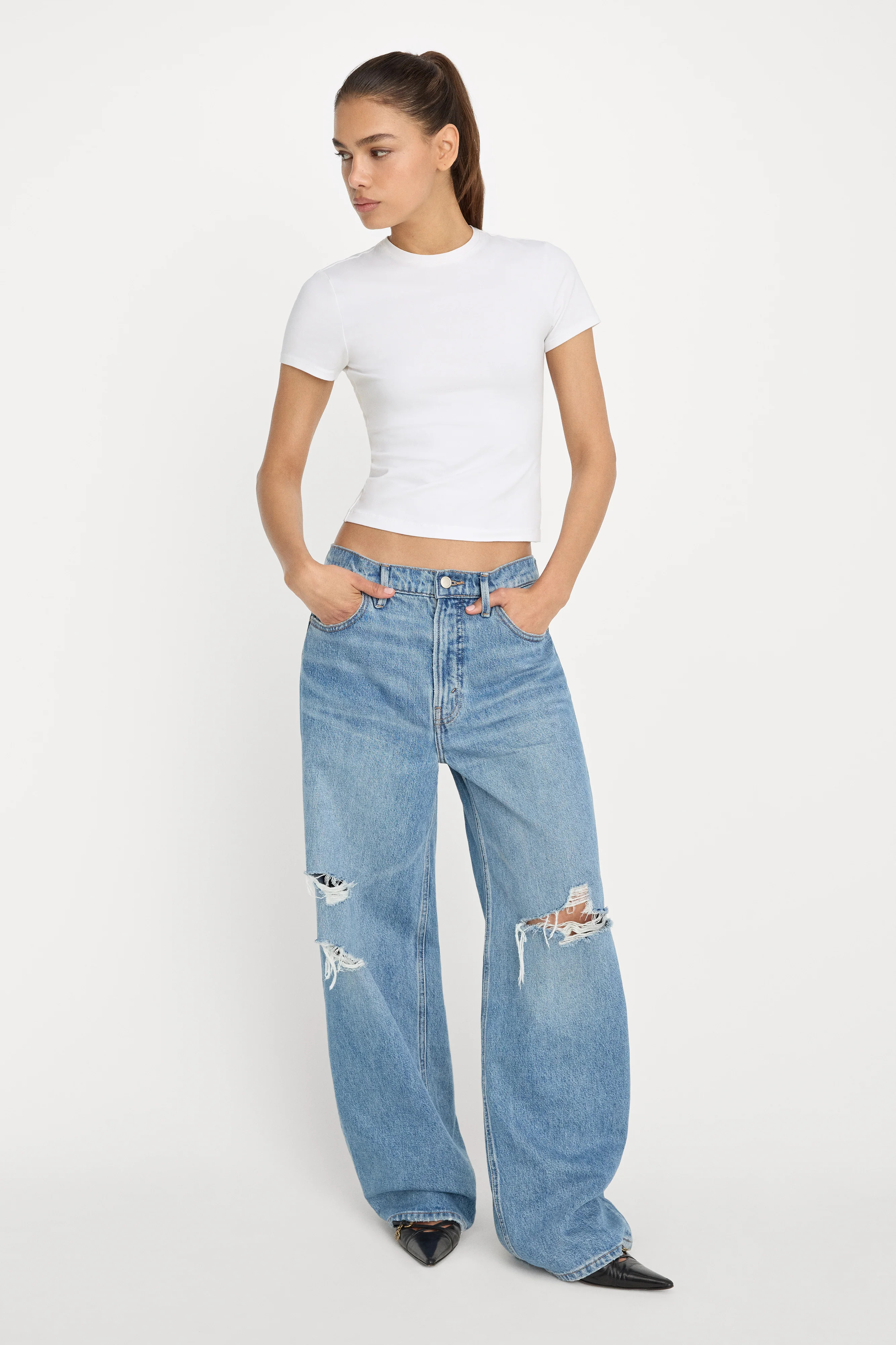 SUPER STRETCH BABY TEE | WHITE001 - GOOD AMERICAN | Good American