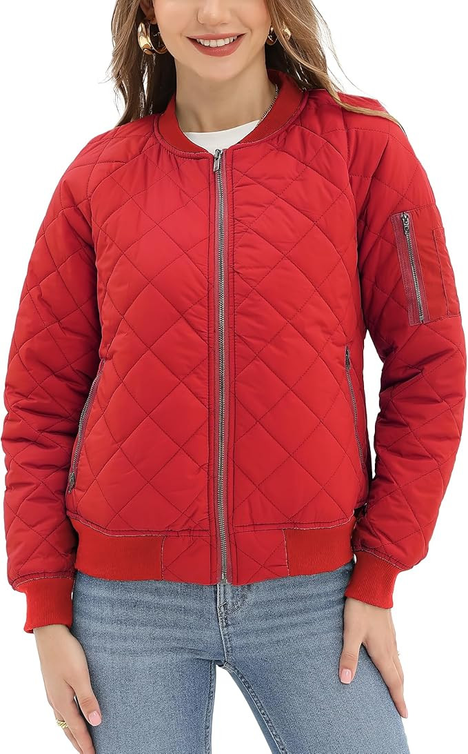 Argstar Women's Quilted Bomber Jakcet with 5 Pockets (XS-XXL) | Amazon (US)