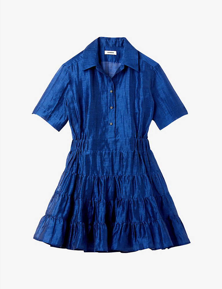 Tiered-panel linen-blend mini dress | Selfridges