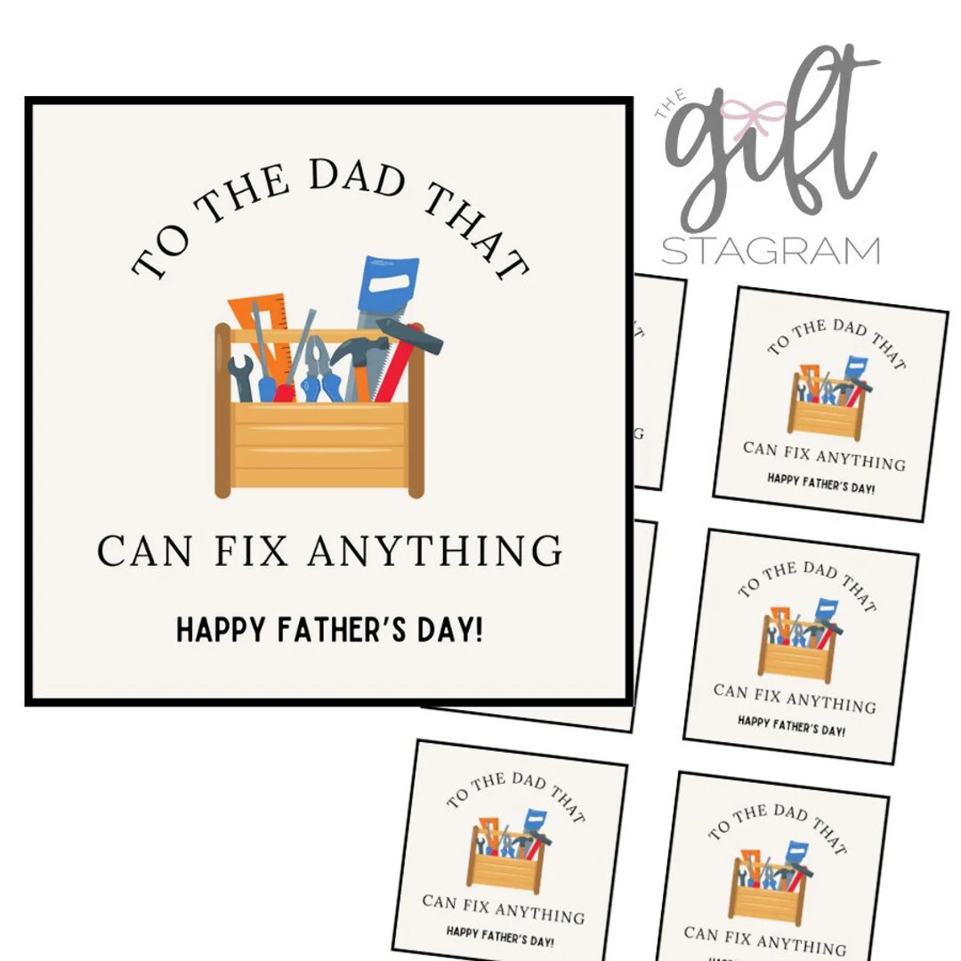 To the Dad That Can Fix Anything Happy Father's Day Gift Tag DIGITAL DOWNLOAD Printable Gift Tag ... | Etsy (US)