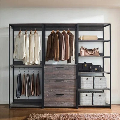 96 in W Freestanding 3 Tower Walk in Closet System with Metal Frame | Wayfair North America