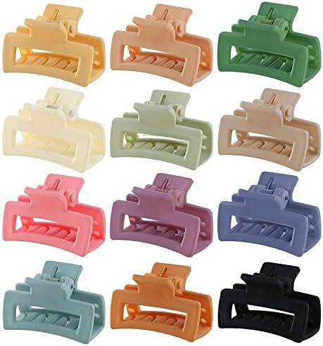 12 PCS Hair Claw Clips, Small Claw Clips for Women Girls, Mini Square Hair Clips, Rectangle Hair ... | Amazon (US)