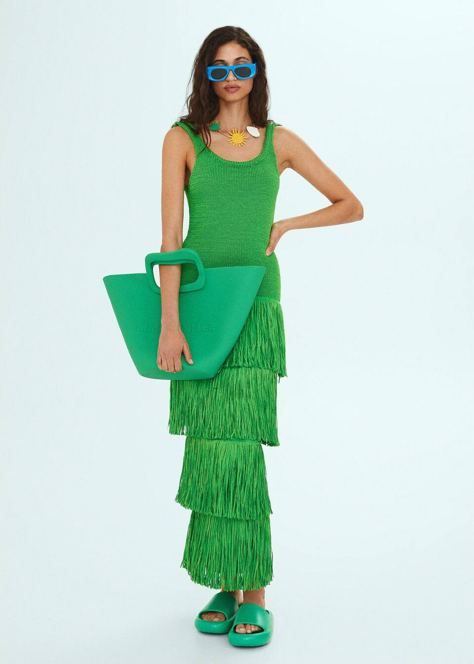 knit dress with fringe design -  Women | Mango United Kingdom | MANGO (UK)