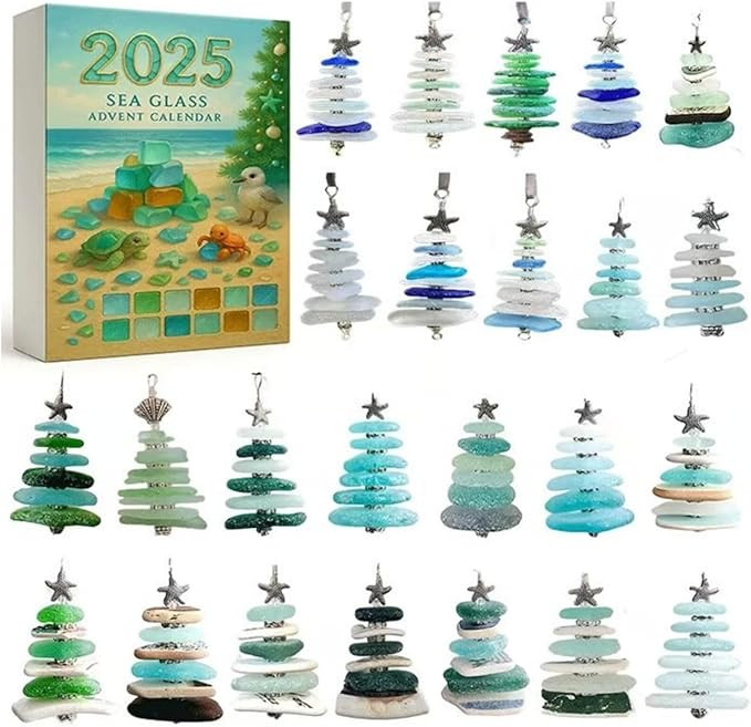 Sea Glass Christmas Tree Advent Calendar, 24 Days Christmas Countdown Calendar with 24 Miniature ... | Amazon (US)