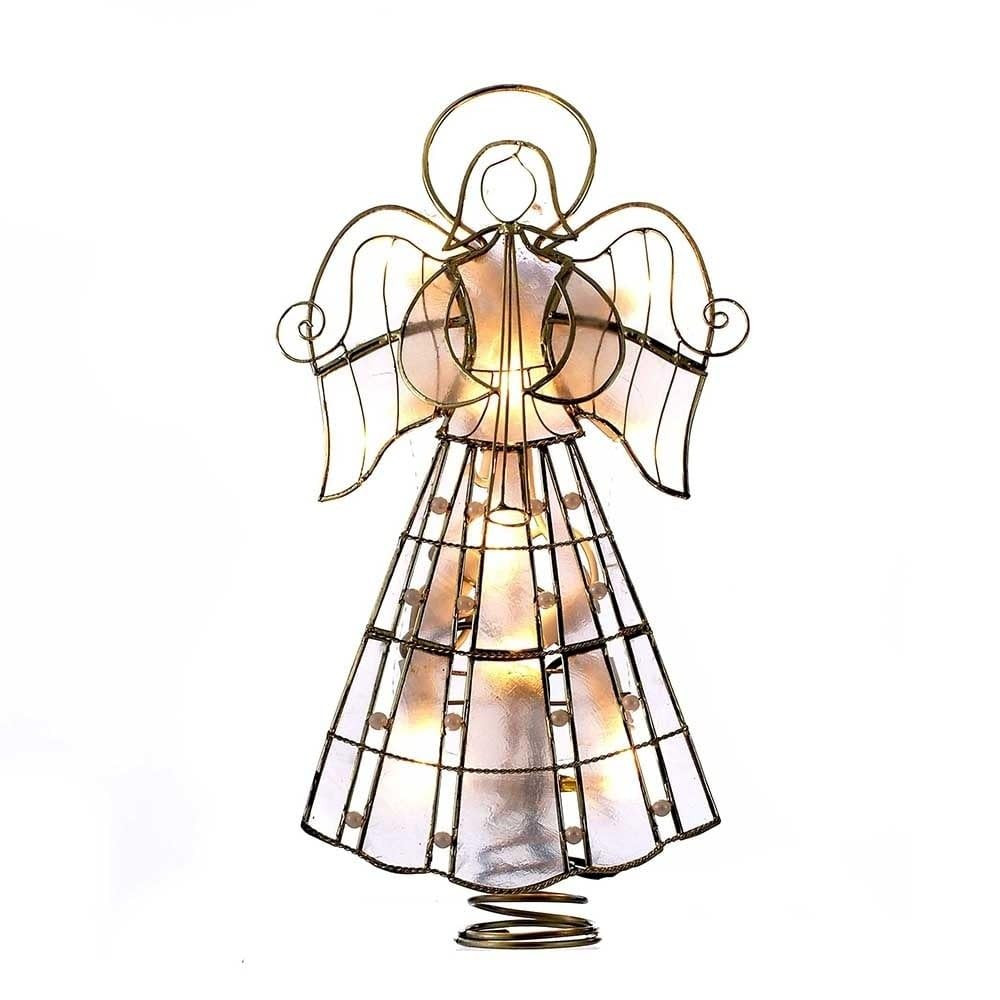 Kurt Adler UL3113 10-Light Capiz Angel Treetop With Vines And Pearls, 9.75-Inch | Amazon (US)