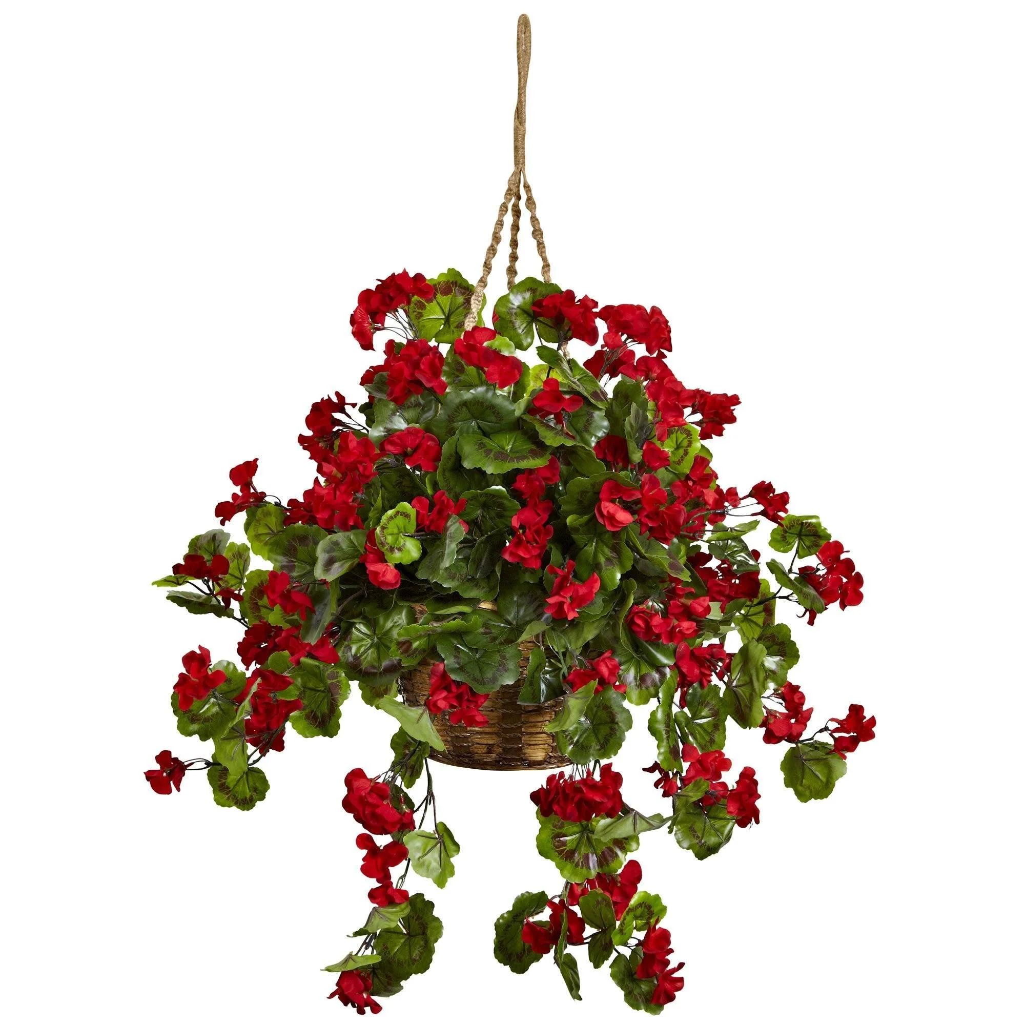 Geranium Hanging Basket UV Resistant (Indoor/Outdoor) 6857 Nearly Natural | Nearly Natural