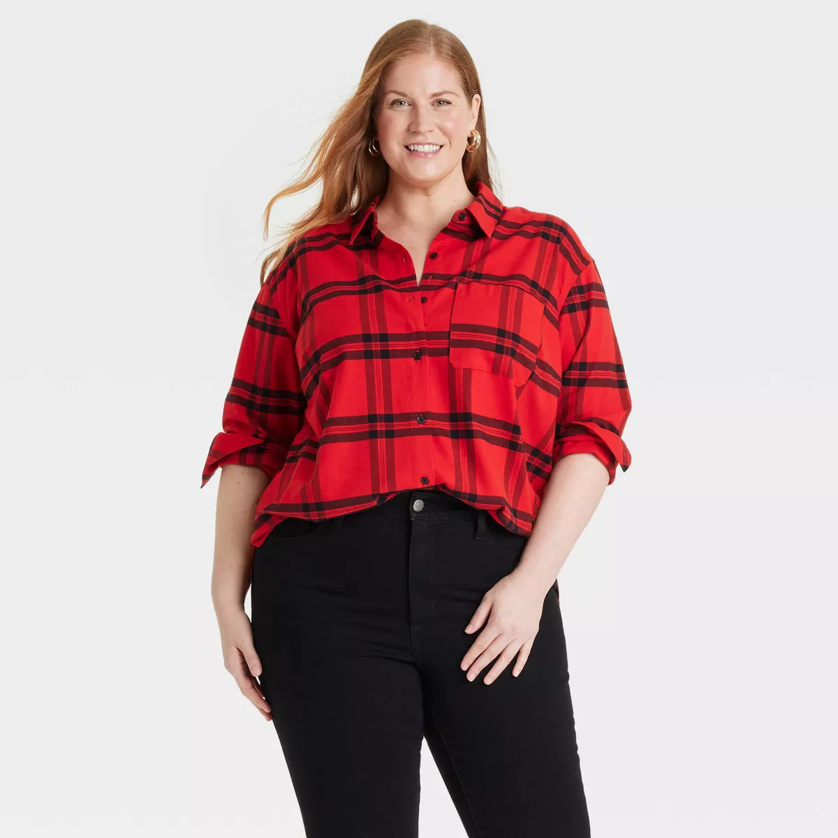 Women's Long Sleeve Flannel Button-Down Shirt - Ava & Viv™ | Target