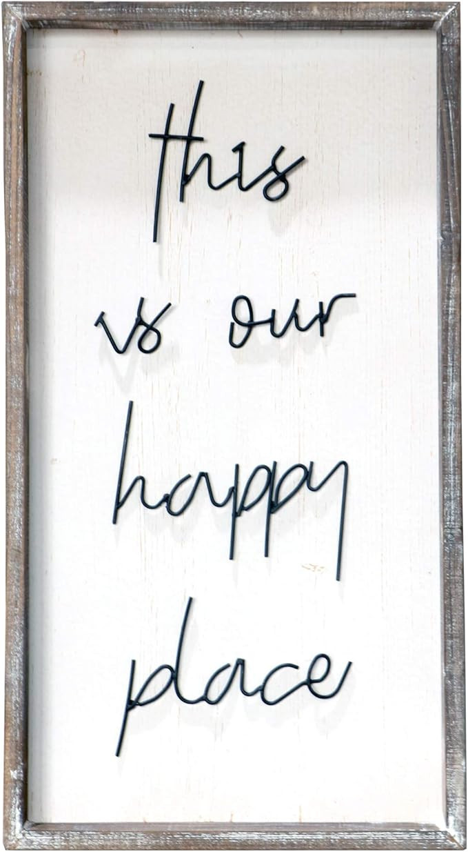 Barnyard Designs This is Our Happy Place Wall Sign, Rustic Decorative Hanging Wood Sign Home Deco... | Amazon (US)