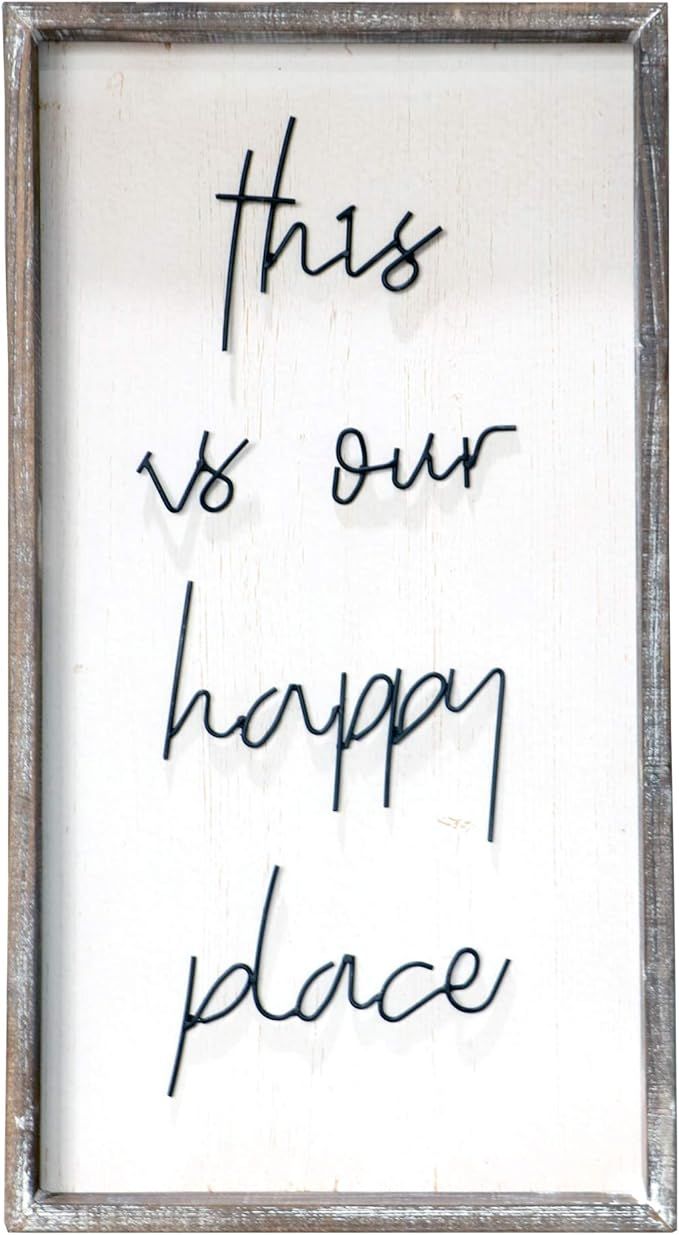 Barnyard Designs This is Our Happy Place Wall Sign, Rustic Decorative Hanging Wood Sign Home Deco... | Amazon (US)