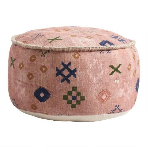 Blush Abstract Symbols Pouf | World Market