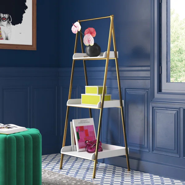 Omari 48.6'' H x 17'' W Solid Wood Geometric Bookcase | Wayfair North America