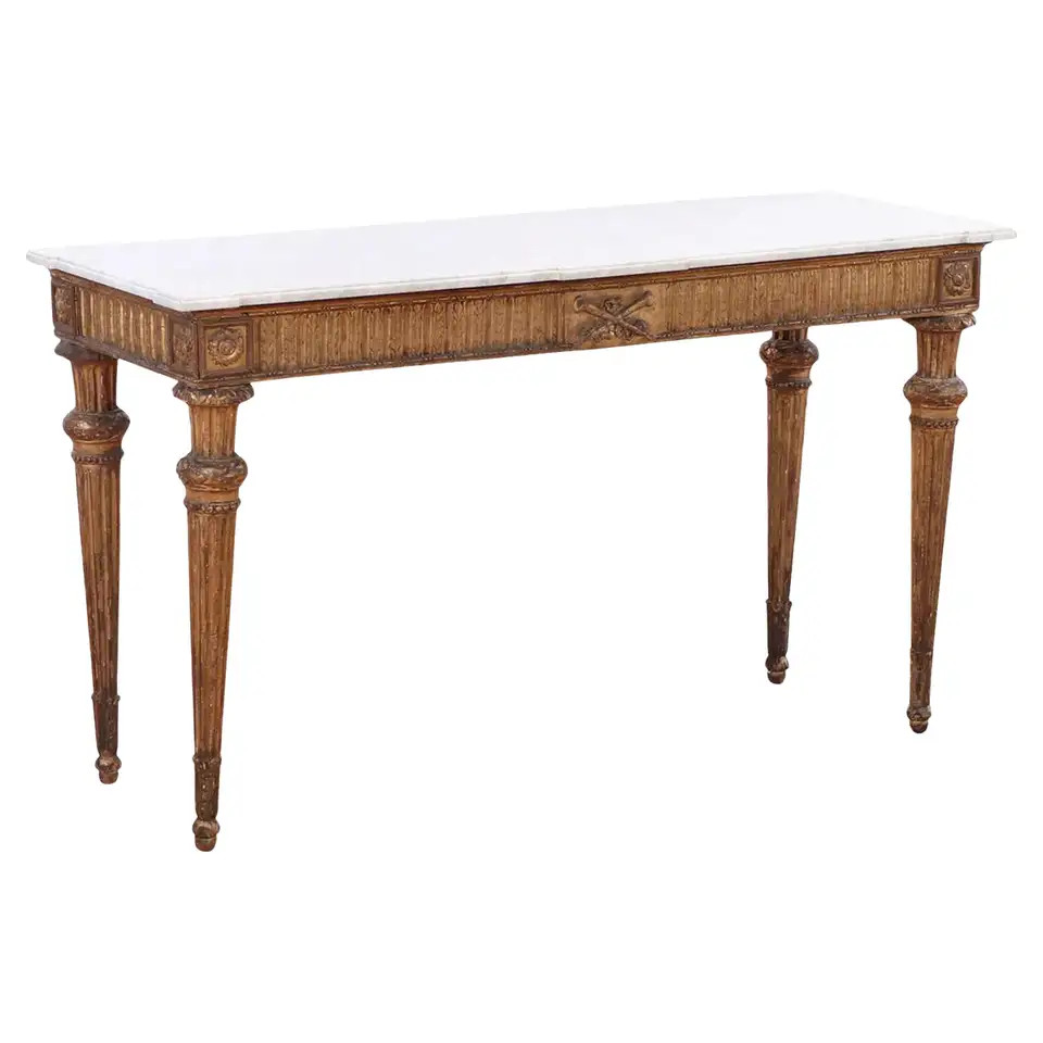 Louis XV Marble Top Giltwood Console Table (18thC) | 1stDibs