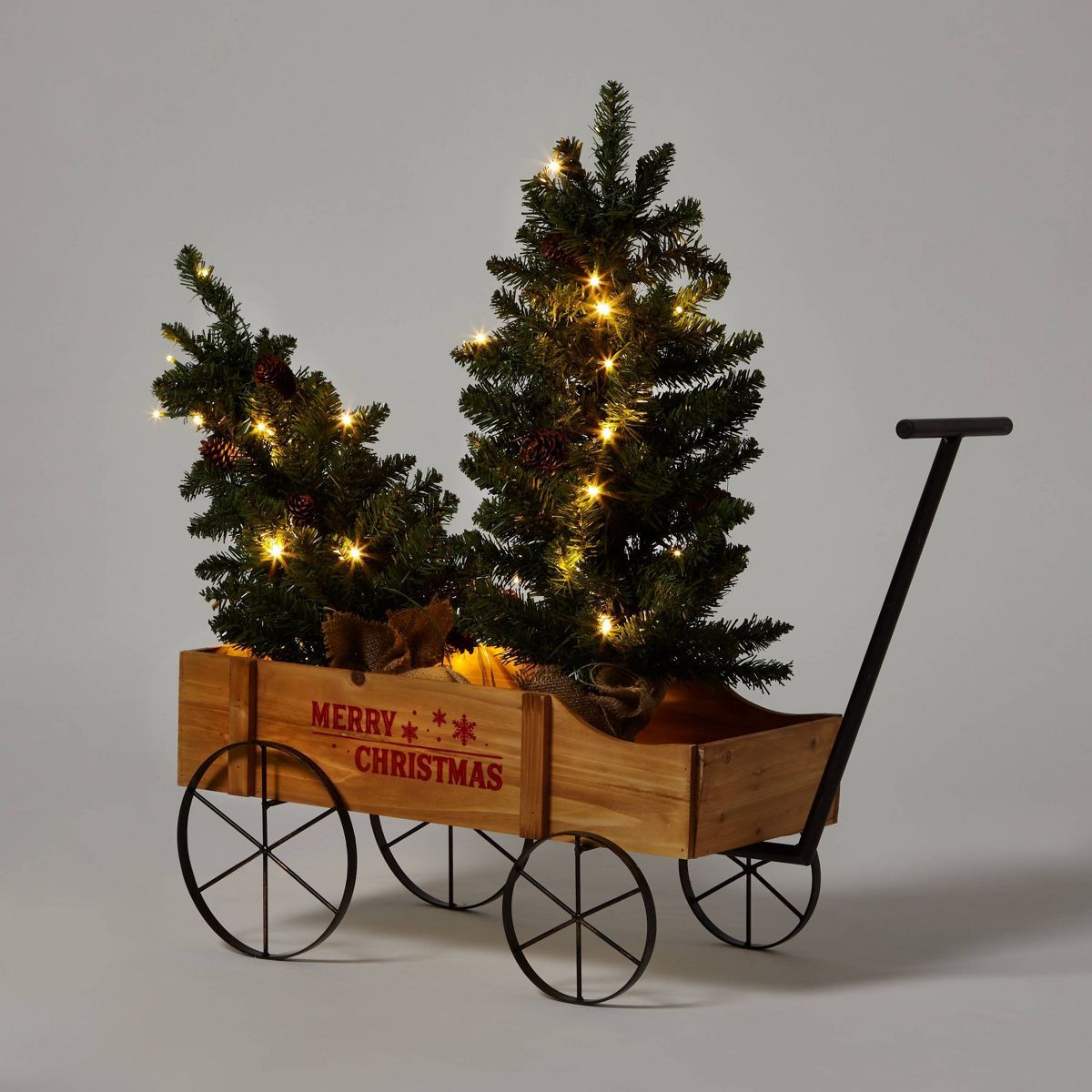 3pc LED Pre-Lit Artificial Christmas Tree Set with Wagon - Wondershop™ | Target