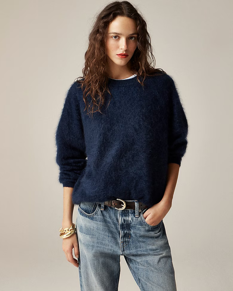 Brushed cashmere relaxed crewneck sweater | J. Crew US