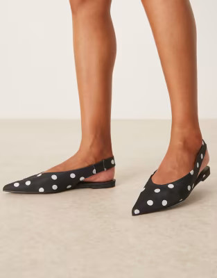 ASOS DESIGN Linford slingback ballet flats in polka dot | ASOS | ASOS (Global)